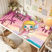 可愛Molly泡泡瑪特pvc皮革桌布防水可擦免打理書桌墊學生宿舍桌墊