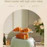 220V Feorcston Retro Bread Toaster Automatic Breakfast Maker with Crumb Tray