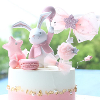 粉色系 蛋糕裝飾 蛋糕插牌 生日 慶生 節慶 烘培 手做 蛋糕插 粉兔 可愛風