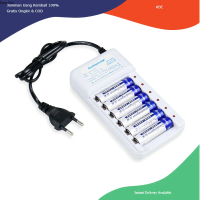 Batre Doublepow Charger Baterai 6 slot AA/AAA with 6PCS AA 1200mAh - DP-B06 - White Power Bank Viral