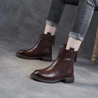 Spot parcel post Chelsea Boots 2022 Autumn and Winter Genuine Leather England Style Short Boots Brown Martin Boots Mid-Calf e Boots Skinny Boots