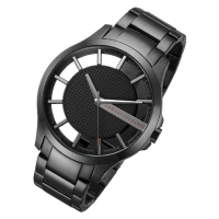 【A|X Armani Exchange】AX Armani Exchange 騎士出任務格紋鏤空男錶-全IP黑 AX2189(母親節送禮)