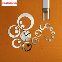 QT-0188 Hot Mirror Sticker 3d Acrylic Wall Stickers Home Decor Europe Large Poster Kitchen Horse Butterfly Christmas Wall Clock