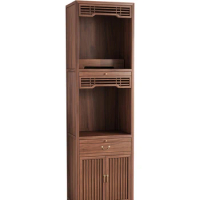 CX Black Walnut Three-Layer Altar Cabinet with Door Solid Wood Buddha Niche Simple Clothes Closet