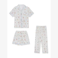 馨幫幫Homedress 格紋卡通涼感冰絲睡衣|夏季薄款親膚家居服套裝（平行進口）