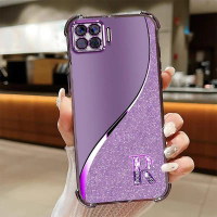Compatible with [OPPO A93 4G, F17 Pro] phone case TPU Drop-resistant Non-slip Purple Lucky Letter Fi
