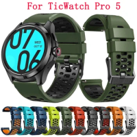 24mm Silicone Strap Band For TicWatch Pro 5 Sport Wristband Easyfit Bracelet For TicWatch Pro 5 Smartwatch Watchband Accessories