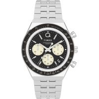 TIMEX  天美時  Q Timex復刻系列 三眼計時手錶(黑/銀 TXTW2V42600)