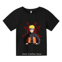Children's Naruto Anime T-shirt Boys and Girls Summer Children's Wear Short Sleeved T-shirt Cartoon Print Top Street Clothing