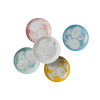 【有種創意食器】日本美濃燒 - 粉染花朵盤 - 海藍色(19.5cm)