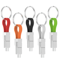 3 in 1 Magnetic Key Chain Micro USB Type-C Lightning Data Charge Cable For IPhone Android Data Cable Charging Christmas Gifts