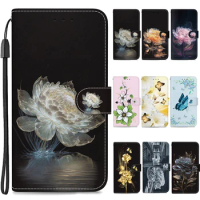 Case on For Samsung Galaxy S7 S6 Edge S9 S8 S10 Plus S20 FE 2022 S20Ultra 5G Leather Flip Stand Phone Cover Cute Flower Capa