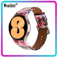 Wearlizer 20mm Printed Leather Watch Strap for Samsung Galaxy Watch 4 Band 40/44mm Leather Band for Galaxy Watch 4 Classic 42mm