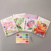 Specialty Paper Watercolor Painting Book With Brush Encounter Youth Gouache Graffiti Book Flowers DIY Painting Book
