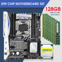JINGSHA X99 D8I Motherboard Set With E5 2696 V4 And 8*16GB DDR4 (128GB) ECC REG RAM KIT NVME M.2 USB3.0 ATX SATA 3.0
