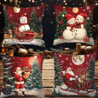 Santa Claus Snowman Pillow Covers ,Festive Holiday Cushion Cases for Living Room Sofa Decor,Xmas New