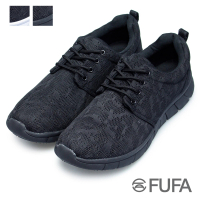 【FUFA Shoes 富發牌】網布彈力輕量慢跑鞋-黑/全黑 2S114N(運動鞋/健身鞋/休閒鞋)