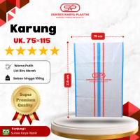 Karung Plastik 75 x 115 cm Kualitas Super Premium List Tengah (Biru-Merah-Biru), Karung Plastik 75x1