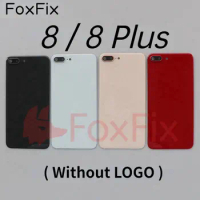FoxFix Without Logo Back Glass Replacement For iPhone 8 / 8 Plus Battery Cover Rear Housing Door Case With Camera Lens Parts