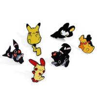 Pokemon Brooch Cartoon Anime Action Figures Pikachu Charizard Mewtwo Enamel Jewelry Clothes Bags Pins Children Birthday Gifts