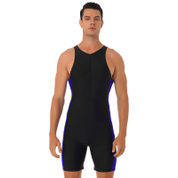 ผู้ชายชุดว่ายน้ำชิ้นเดียว Romper แขนกุดซิปกางเกงขาสั้นบอดี้สูทไตรกีฬา W Etsuit สำหรับซัมเมอร์บีชสระว่ายน้ำว่ายน้ำอาบน้ำ
