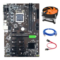 B250 Mining Motherboard PCI-E X1 X16 LGA 1151 with SATA Cable+RJ45 Network Cable+Cooling Fan for Bitcoin BTC ETH Miner
