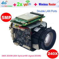 CamHipro 4G 2x Wifi Wireless 5MP 240X ZOOM Humanoid SONY IMX 335 IP Camera DV Recorder Support SD MIC Speaker 4G SIM
