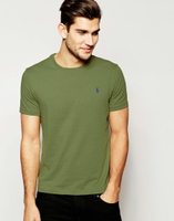 美國百分百【Ralph Lauren】男 素面 短袖 T恤 T-shirt 圓領 上衣 RL polo 軍綠 S號 B018