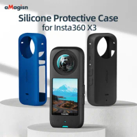 aMagisn Silicone Lens Cover Sticky Lens Guards Body Rubber Protector Case For Insta360 X3 Insta 360 One X3 Action Camera