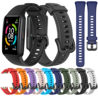 Silicone Watchband Strap For Huawei Band 6 / Honor Band 6 Smartwatch Replacement Sport Silicon Wristband Bracelet Accessories