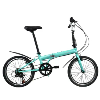 Folding Bike 20 Inch Portable Foldable Bicycle 6 Speed Front And Rear V Brake Aluminum Alloy Double Layer Rim Cycling