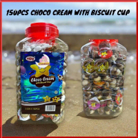 【Makanan Ringan】 150pcs x3.5g (jar) Unijoy Choco Cream with biscuit Cup (halal)