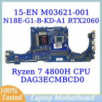 M03621-001 M03621-601 For HP 15-EN With Ryzen 7 4800H CPU DAG3ECMBCD0 Laptop Motherboard N18E-G1-B-KD-A1 RTX2060 100%Tested Good