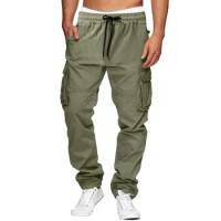 Cargo Pants Men Plus Size Male Versatile All Season Cargo Pants Pocket Zip Button Hem Solid Color Plus Pantalones Cargo Hombre