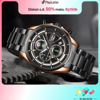Cristiano Aillen Jam Tangan Pria Analog CA 8890 Rantai Stainless Steel Chronograph Kaca Sapphire Wat