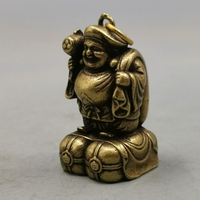 銅財神掛件可裝藏黃銅大黑天財神爺小擺件銅掛飾銅佛像古玩銅雕器