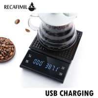 Electronic Digital Drip Coffee Scale With Timer Portable High Precision Weight Balance Kitchen Scale LED Display 3kg/0.1g
