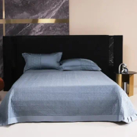 Double Queen King 4Pcs 1000TC Egyptian Cotton Blue/Gray Patchwork Duvet cover set Bedding set Bedspread Coverlet 2 Pillow shams