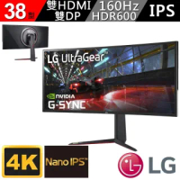 【LG 樂金】38型 IPS 4K 160Hz 支援HDR600 21:9 曲面專業電競螢幕(38GN950-B)