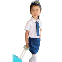【愛衣朵拉】女童制服 KID空姐角色扮演服飾 套裝+空姐帽子+領巾(身高100/110/120/130公分)