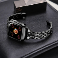 Rhinestone Metal Jewelry Wristband for Apple Watch 6 SE Band 44mm 40mm Stainless Steel Link Bracelet for iWatch 5 4 3 38mm 42mm