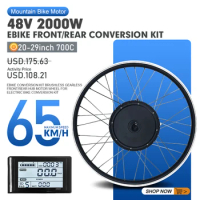 EBike Conversion Kit 48V 2000W Brushless Gearless Front Rear Hub Motor Wheel For Electric Bike Conversion Kit 20-29 Inch 700C