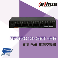 昌運監視器 大華 PFS3010-8ET-96 8埠 PoE 2埠RJ45 網路交換器【APP下單4%點數回饋】