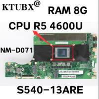 FRU 5B20S72548 motherboard for Lenovo ideapad S540-13ARE laptop motherboard NM-D071 with CPU R5 4600 RAM 8G 100% test work