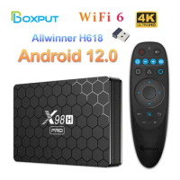 X98H PRO Android 12 Smart TV BOX Allwinner H618 4G 32G 64G TVBOX 2.4/5G Dual Wifi6 1000M BT5.0 H.265 4K Media Player Set Top Box
