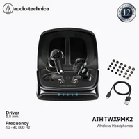 Audio-Technica ATH-TWX9MK2 Wireless Headphones with Enhanced Noise-Cancelling White