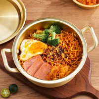 GIANXI Hot Pot Korean Ramen Camping Pot Double Ear Soup Pot With Cover Instant Noodles Pot Mini Army Noodle Pot Cookware