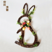 門上花環兔子掛件門飾創意可愛木兔子擺件俄羅斯彩蛋壁掛圣誕裝飾