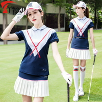 夏季高爾夫球服裝 女士短袖T恤V領后紐扣領運動休閑Polo衫上衣服