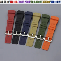 18mm PU Band AQ-S810 AEQ-110 MCW-200H AQ-S800W AE-1200 AEQ-110W Bracelet Watchband Watch Strap AQS810 W-735 Wrist Belt